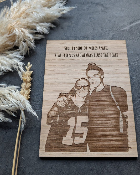 Personalised Wooden Postcard – Custom Engraved Oak Veneer with Your Photo & Text – Unique Keepsake Gift for Any Occasion